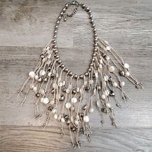 Pearl and Gunmetal Beaded Necklace